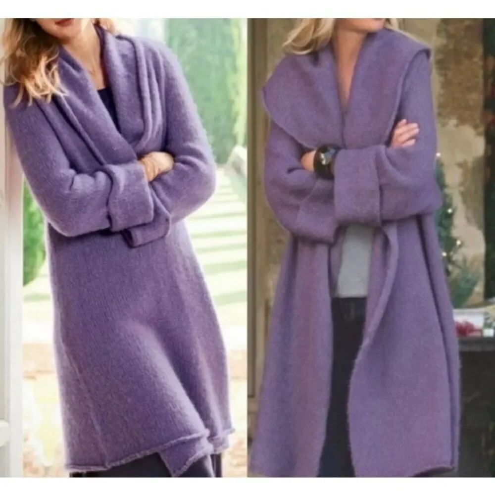 Soft Surroundings Telluride Topper Shawl M Cardigan Lilac Purple Wool Mohair